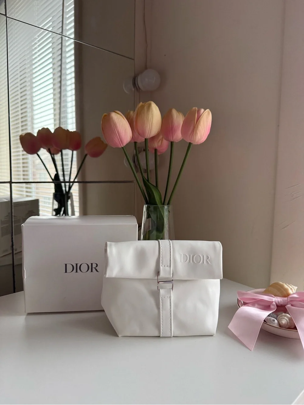Dior White pouch bag